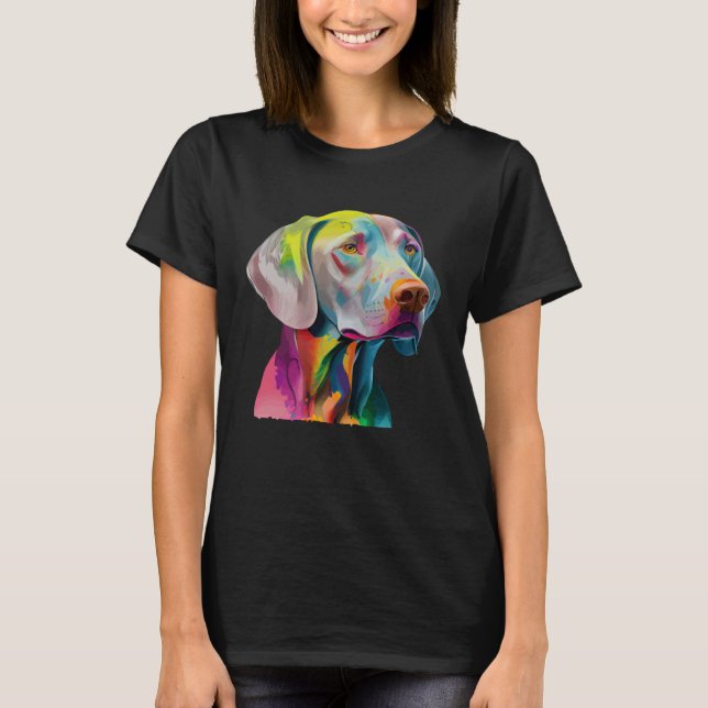 T-shirt Weimaraner Colorful Pop Splash Tie Dye Rainbow (Devant)