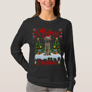 T-shirt Weimaraner Dog Lights Xmas Tree Père Noël Weimaran