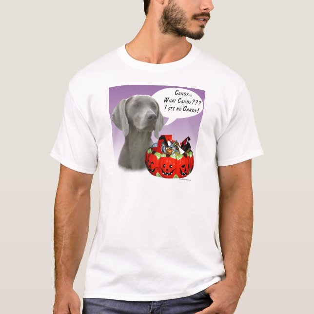 T-shirt Weimaraner Halloween Candy (Devant)
