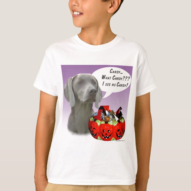 T-shirt Weimaraner Halloween Candy (Devant)