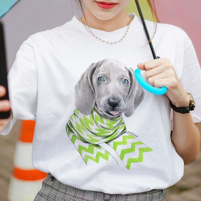 T-shirt Weimaraner mignon chiot avec foulard Portrait de c (Créateur téléchargé)