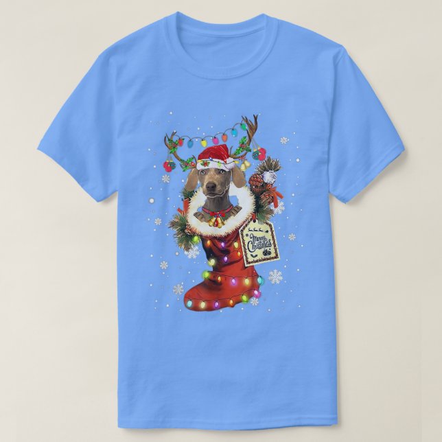T-shirt Weimaraner Xmas Boot Noël Sock hiver neige (Design devant)