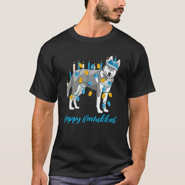 T-shirt Weiner Dog Menorah Festive Mazel Tov Hanukkah Jewi (Devant)