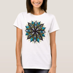 T-shirt Weird Eyes Mandala Art - Trippy Flower Blue Green