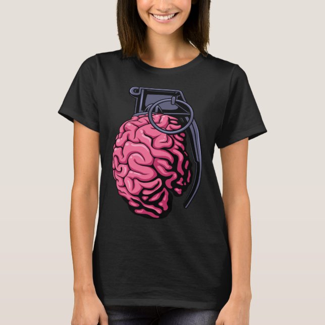 T-shirt Weirdcore Brain Grenade Surreal Military Soldier V (Devant)