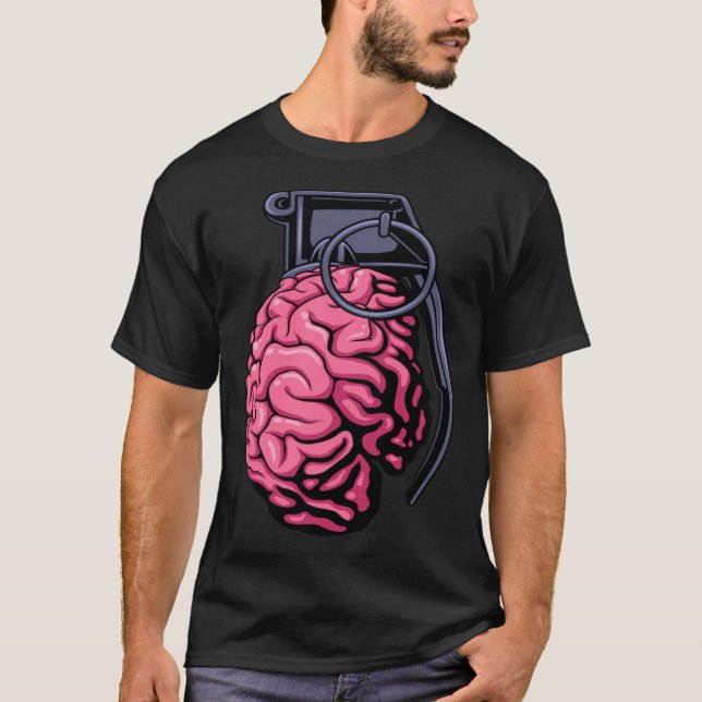 T-shirt Weirdcore Brain Grenade Surreal Military Soldier V (Devant)