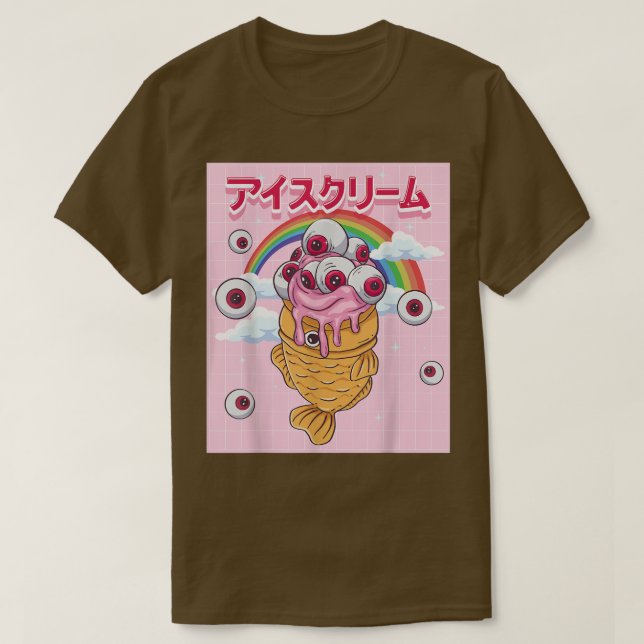 T-shirt Weirdcore esthétique Kawaii Taiyaki Ice Cream Cone (Design devant)
