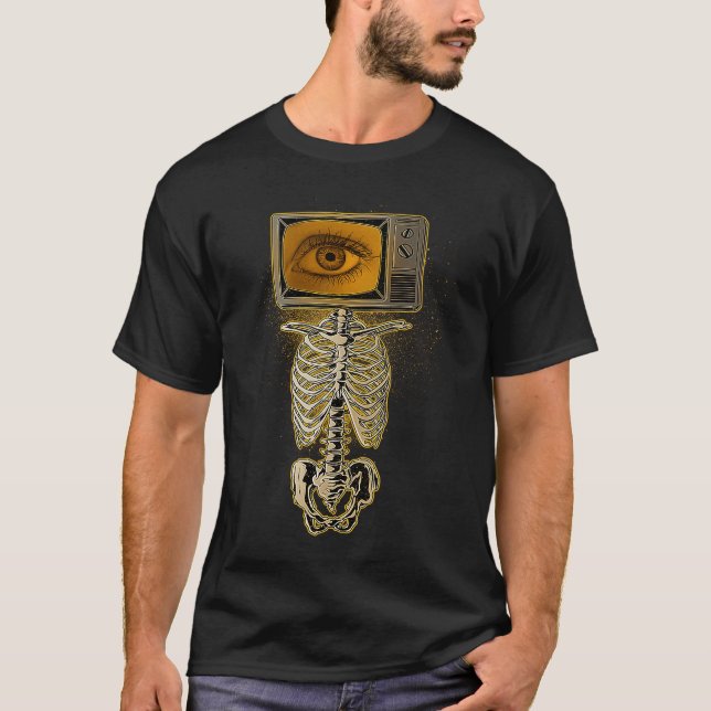 T-shirt Weirdcore Skeleton TV Head Cosplay X ray Radiology (Devant)