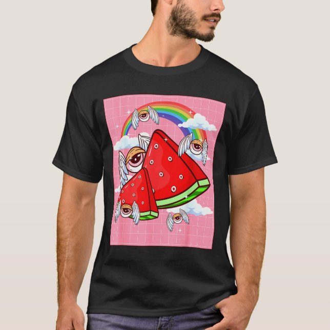T-shirt Weirore Aesthetic Kawaii Watermelon Eyes Winged Ey (Devant)
