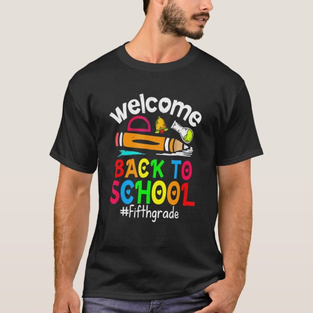 T-shirt Welcome Back To School Fifth Grade Girls Boys 5th  (Devant)