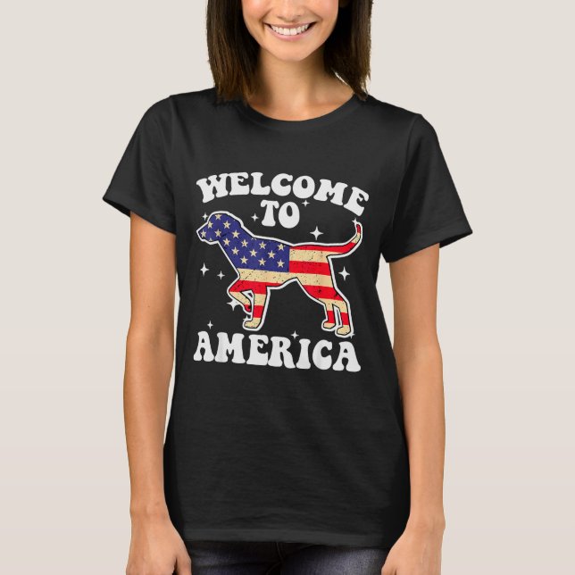 T-shirt Welcome To America Patriotic Dog New American Citi (Devant)