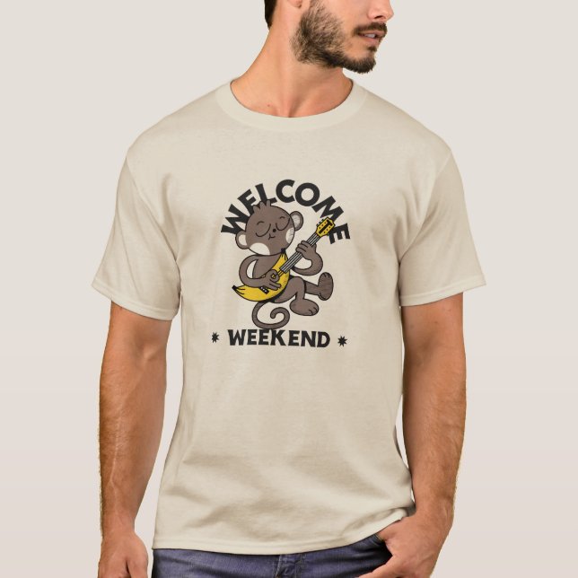 T-shirt Welcome weekend with Monkey and Guitar (Devant)
