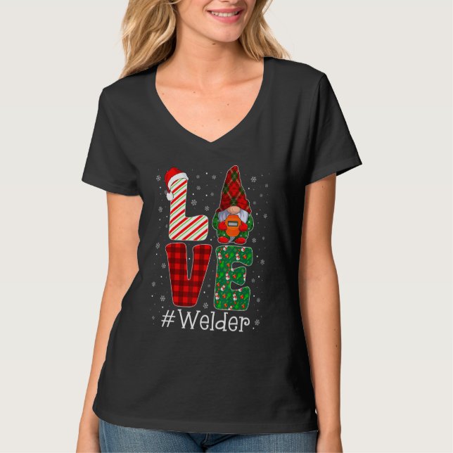 T-shirt Welder LOVE Gnome Funny Matching Pajama Christmas (Devant)
