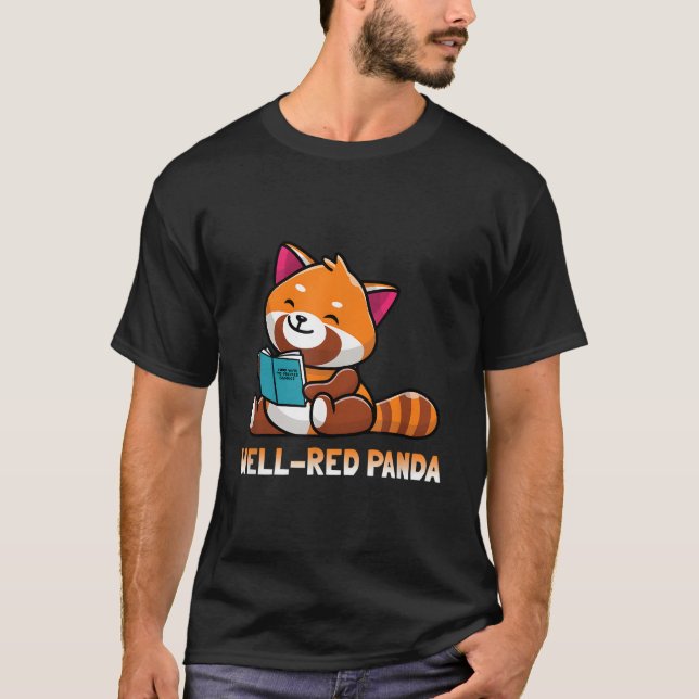 T-shirt Well Red Panda Bookworm Reading Books Panda (Devant)