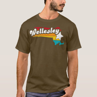T-shirt Wellesley Massachusetts Souveni Vintage en détress