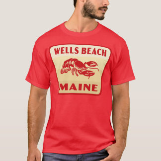 T-shirt Wells Beach Maine Insigne rétro Tan