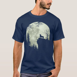 T-shirt Welsh Corgi Chien et Moon Howl in Forest Chien