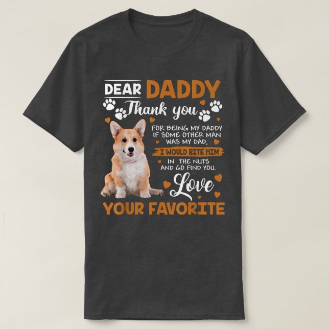 T-shirt Welsh Corgi Dog Dear Daddy Thank You  (Design devant)