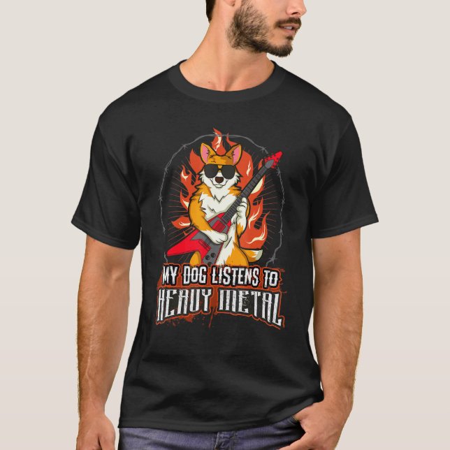 T-shirt Welsh Corgi Heavy Metal (Devant)