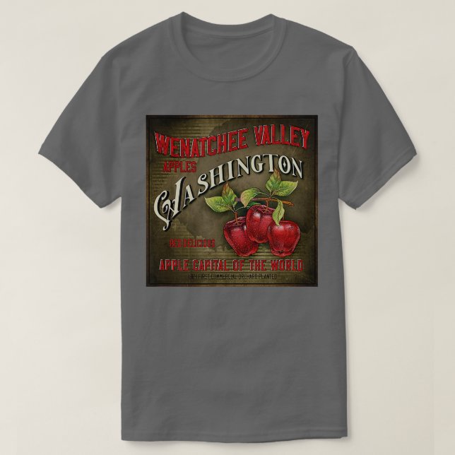 T-shirt Wenatchee Washington Apple Orchard Étiquette Vinta (Design devant)