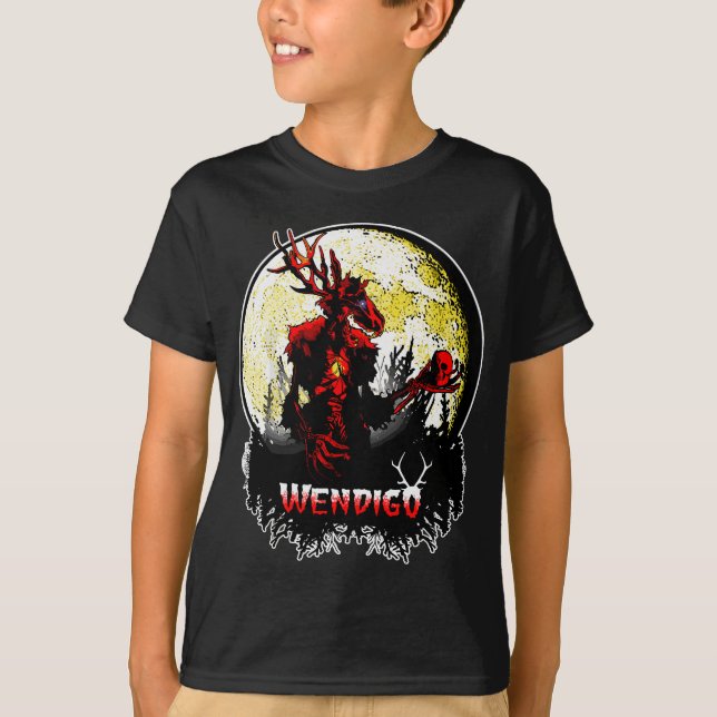 T-shirt Wendigo; Nouveau Monster Skinwalker Cryptid Evil H (Devant)