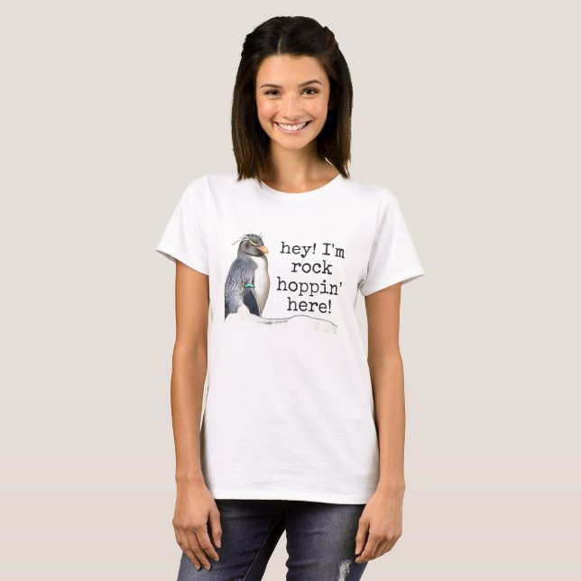 T-shirt Wen's rockhopper penguin "hey I'm hoppin" (Devant entier)