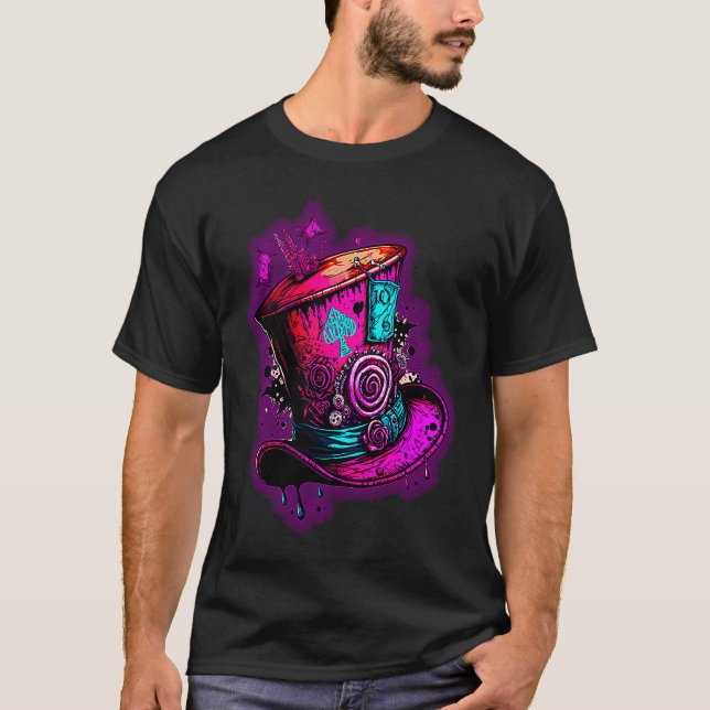 T-shirt We're All Mad Here Pink Steampunk Alice In Wonderl (Devant)