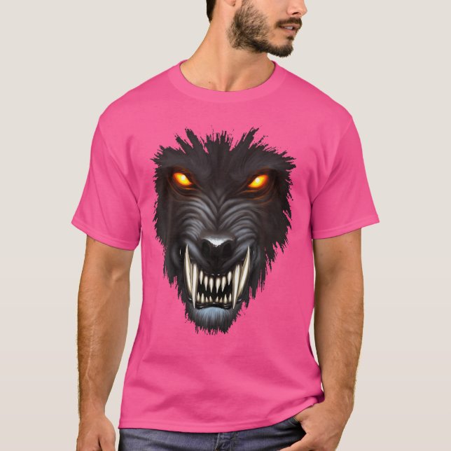 T-shirt Werewolf Face Full Moon Scary Wolf Spooky Hallowee (Devant)