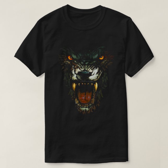 T-shirt Werewolf Face Lycan Gothique Horreur Occulte Horre (Design devant)