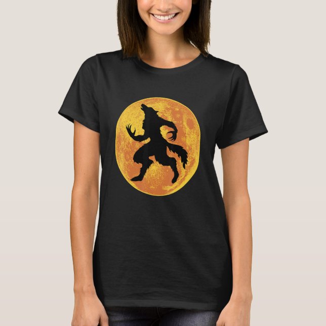T-shirt Werewolf Halloween Full Moon Scary Wolf Horror Laz (Devant)