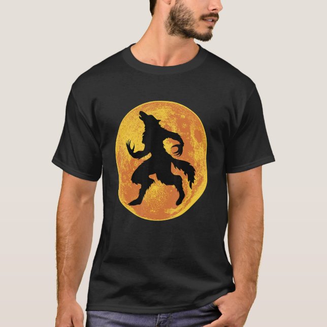 T-shirt Werewolf Halloween Full Moon Scary Wolf Horror Laz (Devant)