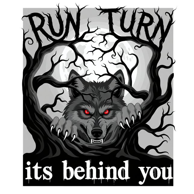 T-shirt Werewolf Halloween Horror Design Run Turn Ai-Art (Créateur téléchargé)