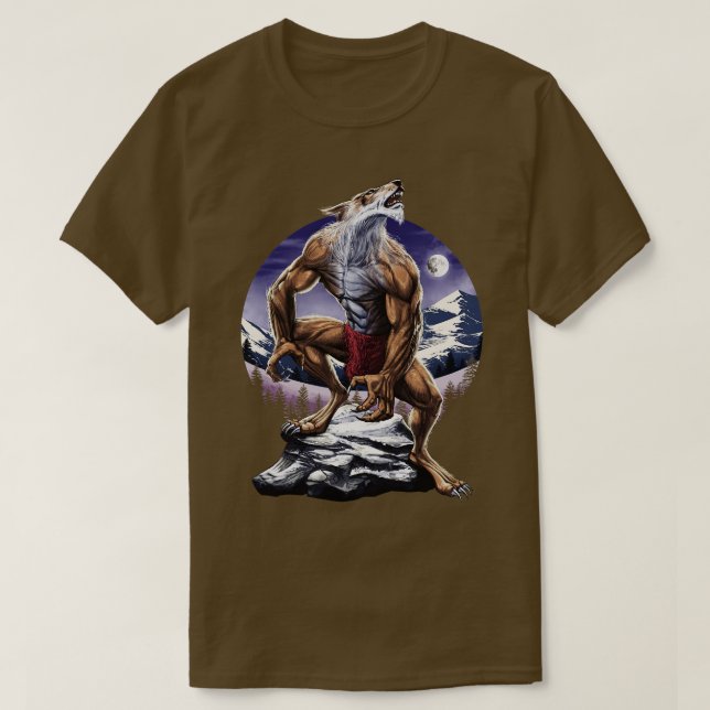 T-shirt Werewolf Pleine lune Howling (Design devant)