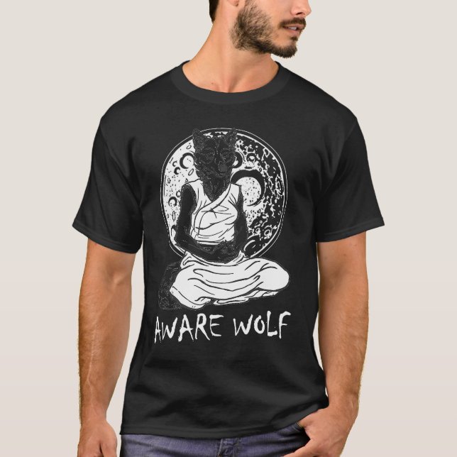 T-shirt Werewolf Pun Aware Wolf Yoga méditation (Devant)