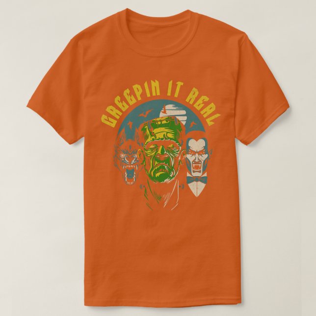 T-shirt Werewolf Vampire Dracula Halloween Creepin It Real (Design devant)