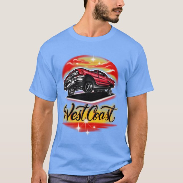 T-shirt West Coast red car low life funny funny retro (Devant)