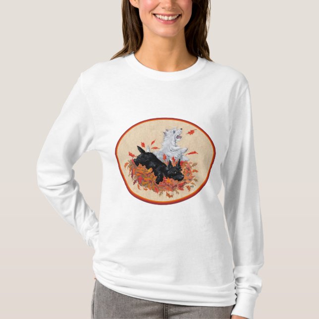 T-shirt West Highland White and Scottish Terriers Fall (Devant)