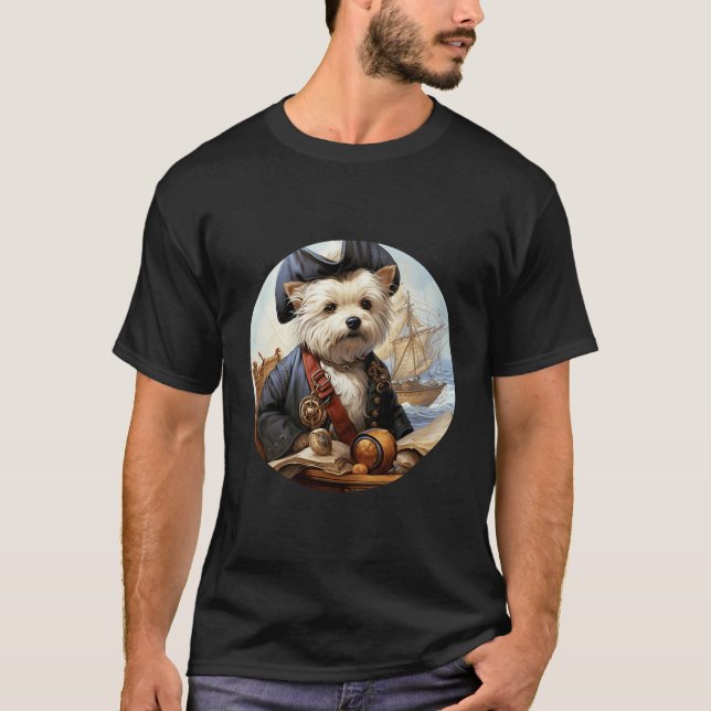 T-shirt West Highland White Terrier Pirate Fundy Chien Cap (Devant)