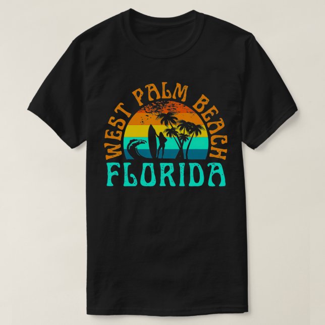 T-shirt West Palm Beach Floride Surfing Beach Ocean Waves (Design devant)