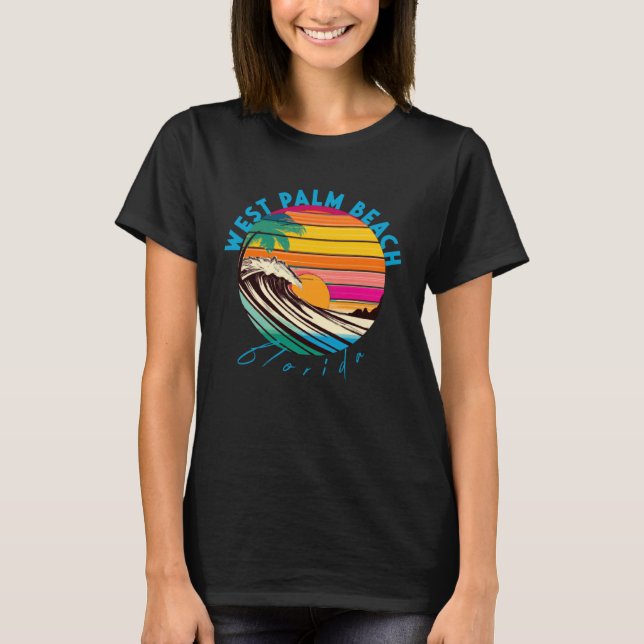 T-shirt West Palm Beach Retro 1980 Style Florida Beach (Devant)