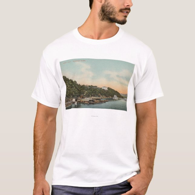T-shirt West Point, NY - vue de port sur le fleuve Hudson (Devant)
