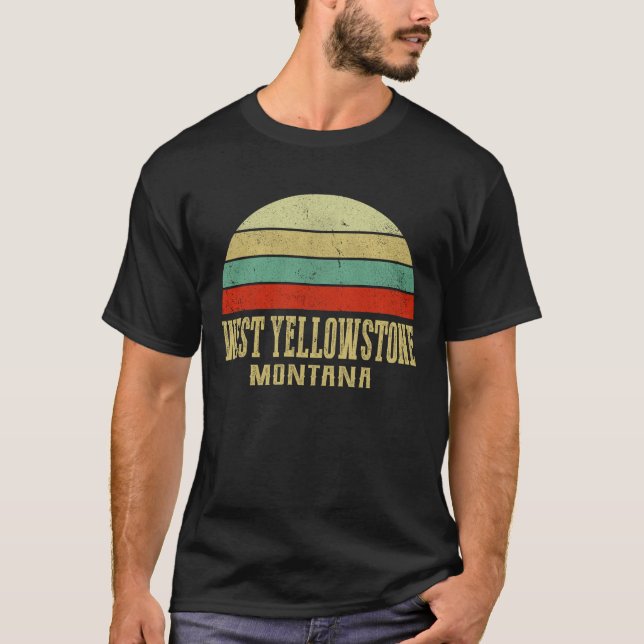 T-shirt WEST YELLOWSTONE MONTANA Vintage Retro Sunset (Devant)