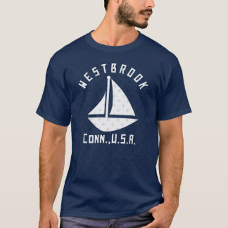 T-shirt Westbrook Connecticut Voile Bateau Texte Blanc A
