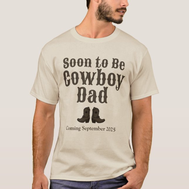 T-shirt Western Bientôt être Cowboy Papa Baby Faire-part (Devant)