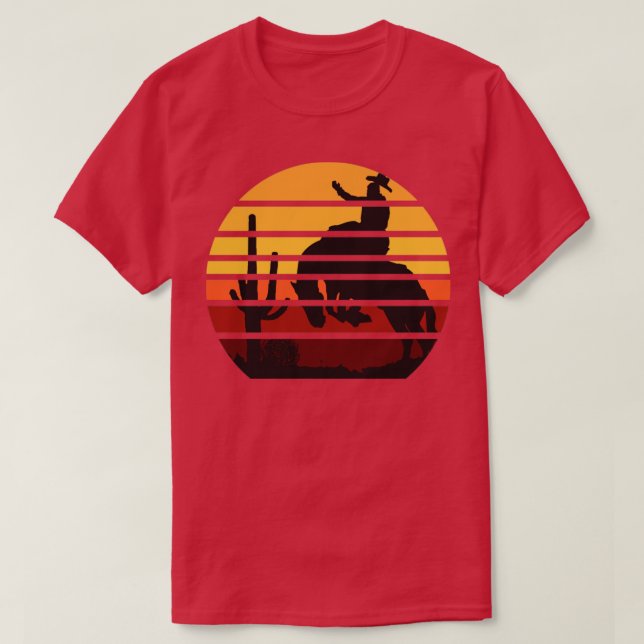 T-shirt Western Bucse Horse Cowboy coucher de soleil Vinta (Design devant)