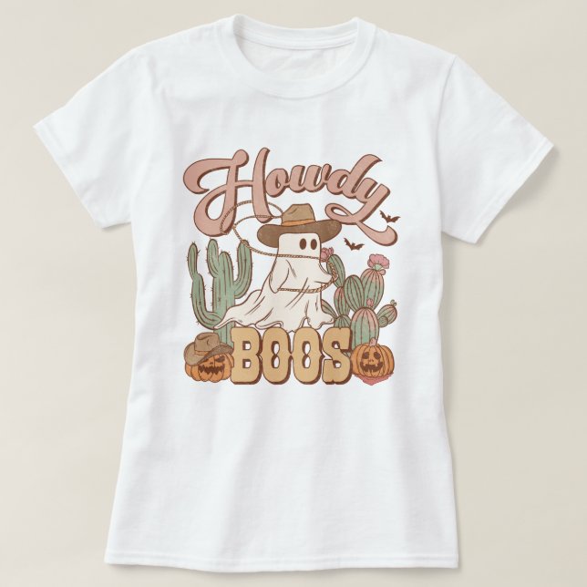 T-shirt Western Country Cowgirl Howdy Boos Funny Halloween (Design devant)