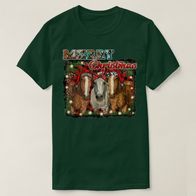 T-shirt Western Country Rodeo Joyeux Noël Cowgirl Hors (Design devant)