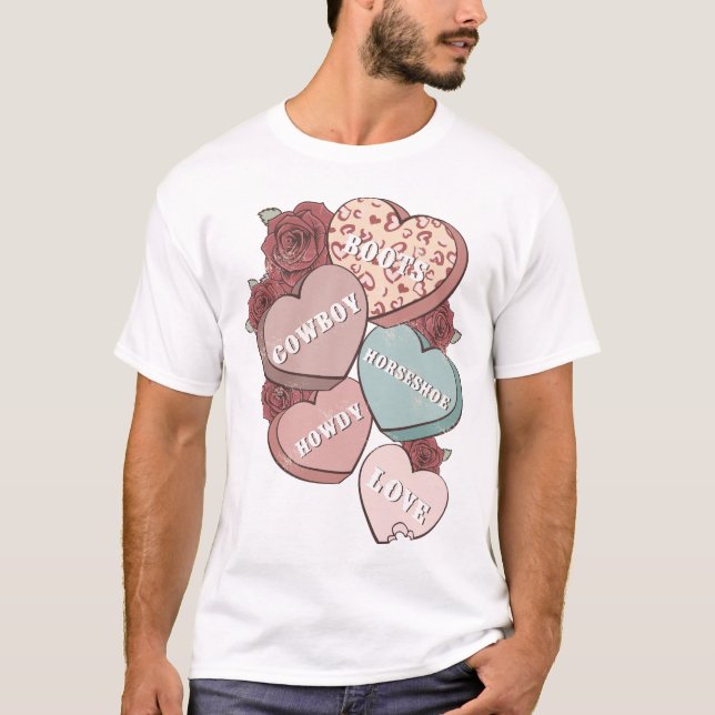 T-shirt Western Country Saint Valentin Coeurs (Devant)