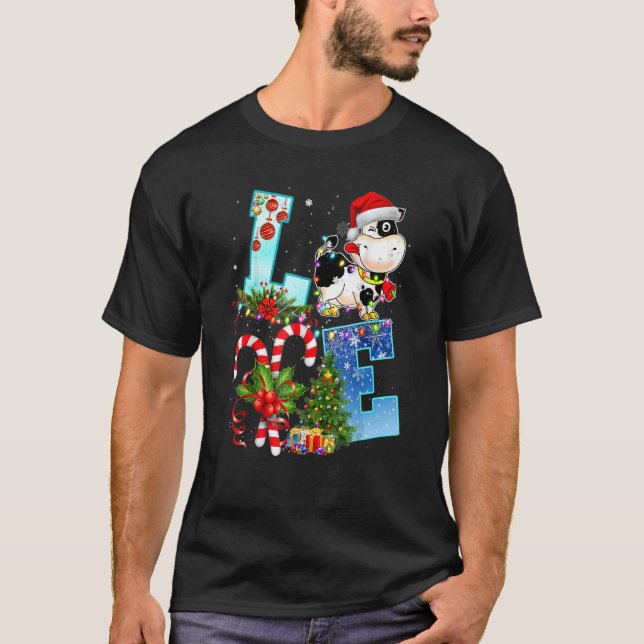 T-shirt Western Cow Santa hat Amour Noël Agriculteur Ferme (Devant)