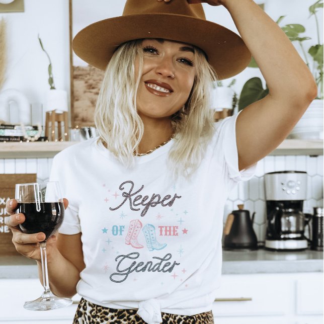 T-shirt Western Cowboy Cowgirl Keeper de la révélation de  (Western Gender Reveal)